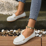 Jnyhbzz Spring And Summer Round Head Flat Heel Light Mouth Shoes Metal Buckle Flat Bottom Women's Shoes Students Bean Shoes Casual Single Shoes