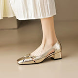 Jnyhbzz Vintage Silver Shallow Mouth Sandals Women's Low Heel Summer 2024 New Style Elegant Soft Leather Square Head Thick Heel Mary Jane Shoes