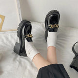 Jnyhbzz Thick Bottom High Heel College Wind Mary Jane Jk Small Leather Shoes Female 2024 New Korean Version Of The Chain British Wind Single Shoes