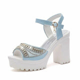 Jnyhbzz 2024 Rhinestone Fish Mouth Shoes Platform Platform Korean Version Waterproof Platform High Heel A Word With Thick Heel Sandals Women's Summer