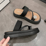 Jnyhbzz Toe Diamond Slippers Female 2024 Summer New Korean Version Fashion Leisure Thick Bottom One Word Outside Wear Slippers