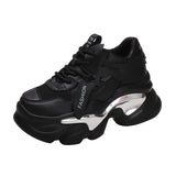 Jnyhbzz Station Thick Bottom Dad Shoes Round Head Spring And Autumn New Fashion Casual Net Front With Sports Shoes Female Platform Shoes