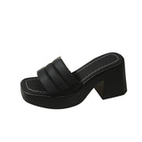 Jnyhbzz / Summer 2024 New Platform Sandals Thick Heel Square Head Female Summer Wear High Heel Broadband Shoes