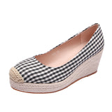 Jnyhbzz And Autumn New Fisherman Shoes Slope Heel Thick Sole Single Shoes Female Round Head Shallow Mouth Women's Shoes Twine Grass Sole
