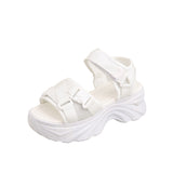 Jnyhbzz Spring And Summer Velcro Cake Shoes 2024 New Korean Casual Sports Roman Platform Sandals