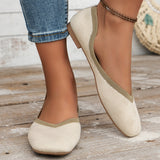 Jnyhbzz Weave Breathable Low Top Shallow Mouth Square Head Single Shoes Women's Low Heel Flat Spell Color Lazy Work Shoes Wish