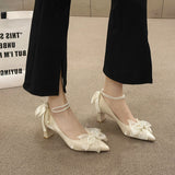 Jnyhbzz Wedding Shoes Female 2024 New Bride Main Wedding Dress Show He Two Wear Thick Heel Pregnant Women Not Tired High Heel Shoes