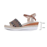 Jnyhbzz Summer New National Style With Sandals Platform Heel Buckle Large Size Sandals