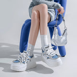 Jnyhbzz Sole Small White Shoes Female 2024 Autumn New Fashion Rivets Small Show Thin Loose Cake Shoes Lace Casual Sports Shoes