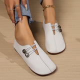 Jnyhbzz Summer New Soft Leather Flat Sole Casual Single Shoes Women's Round Head Shallow Foot Pedal Large Size Women's Shoes