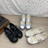 Jnyhbzz Vintage French Round Head Shallow Mouth Flat Single Shoes Women's 2024 New Summer Soft Sole Ballet Wind Mary Jane Shoes