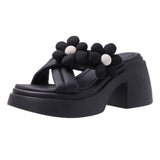 Jnyhbzz Wind Flower Thick Bottom Slippers Female Wear Female 2024 Summer New Fashion Beach Open Toe Slippers Women