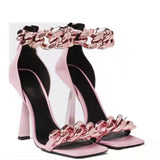 Jnyhbzz 2024 New Chain High-Toe Sandals Designer Heels