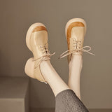 Jnyhbzz Wind Platform Platform Small Leather Shoes Female Soft Leather Soft Hair 2024 New Spring And Autumn High Heel Thick Heel Tie-Up Single Shoes