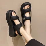 Jnyhbzz Summer New Platform Soft Leather Slippers Women Wear Cross-Platform Beach Shoes Casual Fairy Wind Sandals
