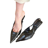 Jnyhbzz High Heels Pointed Temperament Baotou Sandals Fairy Shoes 2024 New Spring And Summer French After Empty Sandals