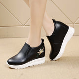 Jnyhbzz Spring And Autumn New Korean Version Of Fashion Cake Shoes Women Increase Pure Color Casual Small White Shoes Wedge Women's Shoes