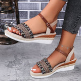 Jnyhbzz Summer New National Style With Sandals Platform Heel Buckle Large Size Sandals