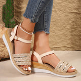 Jnyhbzz Wedge Sandals Women 2024 Summer New Platform One-Line Buckle To Wear Roman Beach Sandals