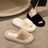 Jnyhbzz Three Types Of Wool Slippers Women Wear 2024 New Autumn And Winter Cotton Drag Home Korean Slippers