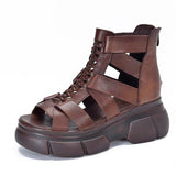 Jnyhbzz Spring And Summer 2024 Sandals Women's Platform Hollow Out Sandals Rome Sandals Open Toe High Top Women's Sandals