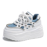 Jnyhbzz Sole Small White Shoes Female 2024 Autumn New Fashion Rivets Small Show Thin Loose Cake Shoes Lace Casual Sports Shoes