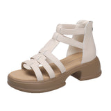 Jnyhbzz Sole Temperament Sandals Women 2024 Summer New Fashion Soft Sole Back Zipper Fairy Wind Roman Sandals