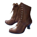 Jnyhbzz Station Tall Heel Plus Size Female British Style Martin Boots Thick Heel Ankle Boots Middle Tube Locomotive Boots Women's Boots
