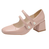 Jnyhbzz Summer New Style Sandals Korean Version Of Baotou Sandals Fairy Wind Mary Jane In The Thick Heel Round Head Sweet Sandals Woman