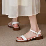 Jnyhbzz Vintage Brown Sandals Summer 2024 Soft Leather Toe Roman Shoes