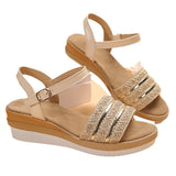 Jnyhbzz Wedge Sandals Women 2024 Summer New Platform One-Line Buckle To Wear Roman Beach Sandals
