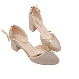 Jnyhbzz Thick Heel Shoes Women 2024 New Daily Baotou Square Root Women's Shoes One Word Buckle High Heel Shoes