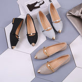Jnyhbzz Summer Autumn New Pointed Low Heel Pearl Single Shoes Female British Flat Bottom Student Shallow Mouth Women's Shoes