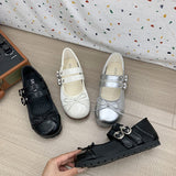 Jnyhbzz Vintage French Round Head Shallow Mouth Flat Single Shoes Women's 2024 New Summer Soft Sole Ballet Wind Mary Jane Shoes