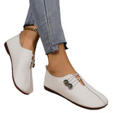 Jnyhbzz Summer New Soft Leather Flat Sole Casual Single Shoes Women's Round Head Shallow Foot Pedal Large Size Women's Shoes