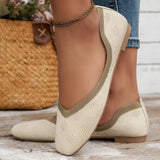 Jnyhbzz Weave Breathable Low Top Shallow Mouth Square Head Single Shoes Women's Low Heel Flat Spell Color Lazy Work Shoes Wish