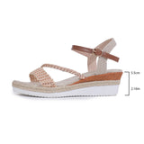 Jnyhbzz Summer New National Style With Sandals Platform Heel Buckle Large Size Sandals