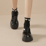 Jnyhbzz Style Student Loafers Female Black Platform Platform Small Leather Shoes Female 2024 New Korean Single Shoe Women